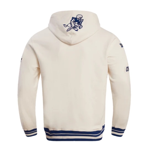 NFL DALLAS COWBOYS RETRO CLASSIC MEN’S PULLOVER HOODIE WHITE WITH BLUE - 2XL - Picture 3 of 11